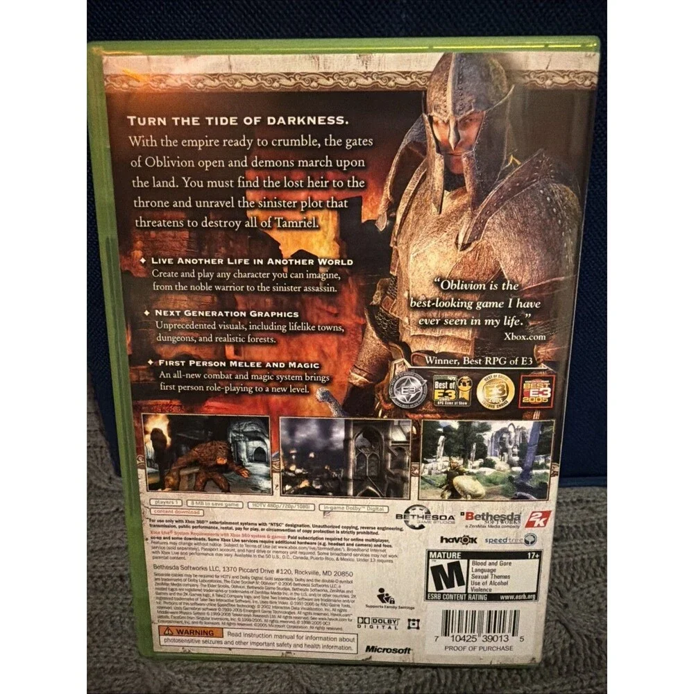 Elder Scrolls IV Oblivion - Microsoft Xbox 360 CIB with Map Excellent Condition